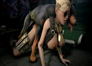Cassie Cage ให้สุนัขทิ่มเข้าไปในก้นอย่างร้อนแรง