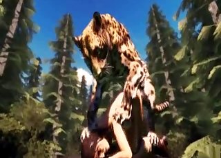 3D panther bangs a submissive zoophile