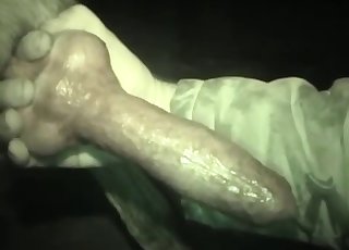 Guy is in awe of that meaty dog boner