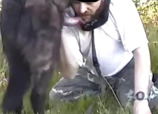 Nasty guy eats his pet ass