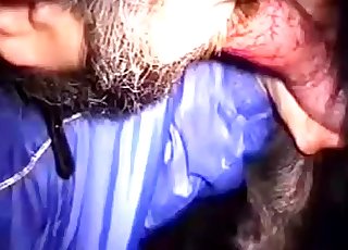Bearded farmer sucking his lovely doggy