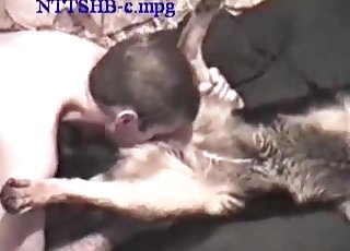 Dude eating this dog's tight cunt