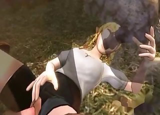 Blond-haired loli loves big animal cocks