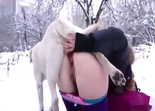 Dog fucked her big round ass from behind