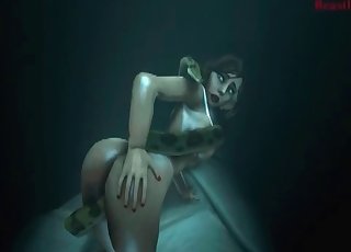 3D goddess is having an awesome sex with a snake