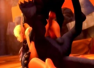 3D DP porn with a blond-haired elf chick